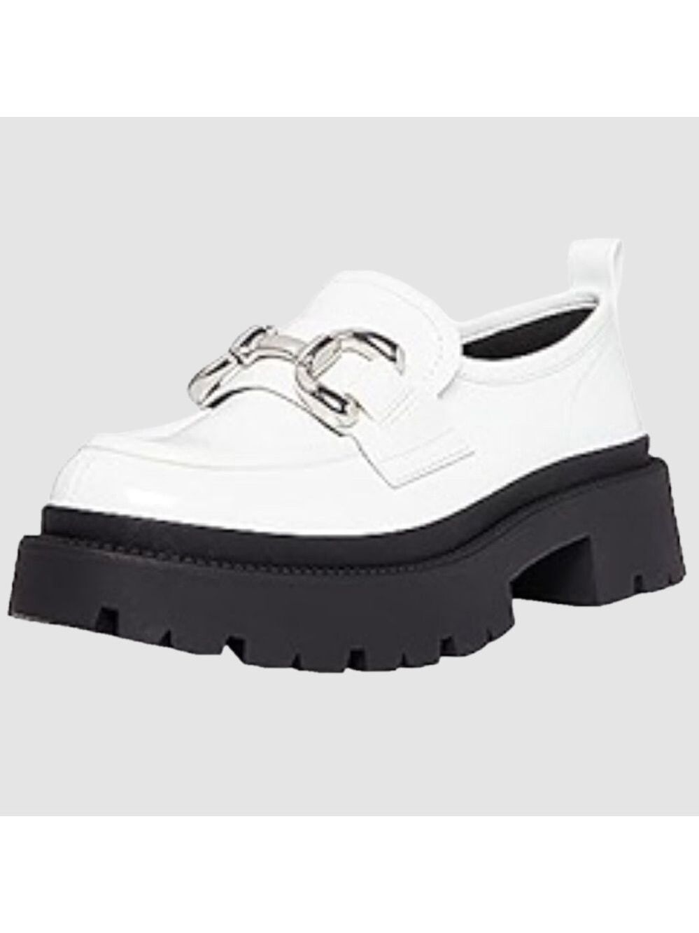 Madden Girl Ashlee Platform Lug-Sole Loafers Sizes 7.5 White Horse Bit Hardware